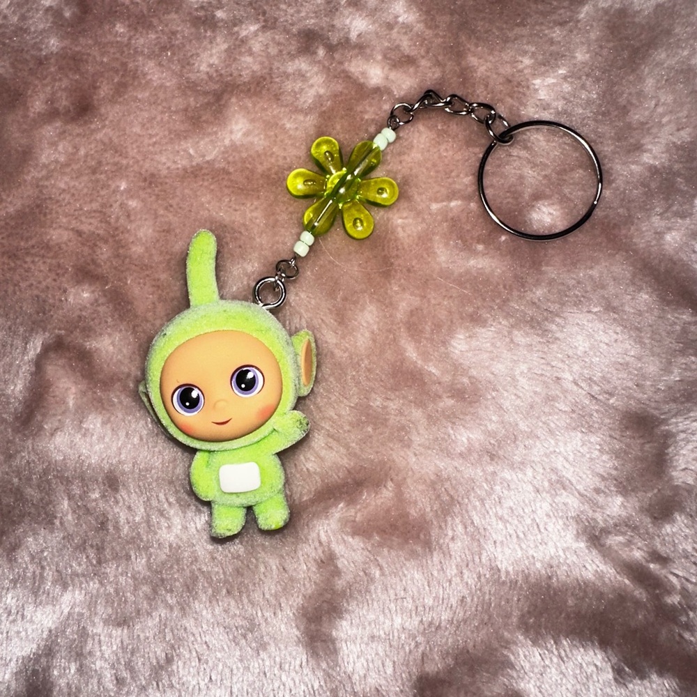 Green Teletubby Beaded Keychain